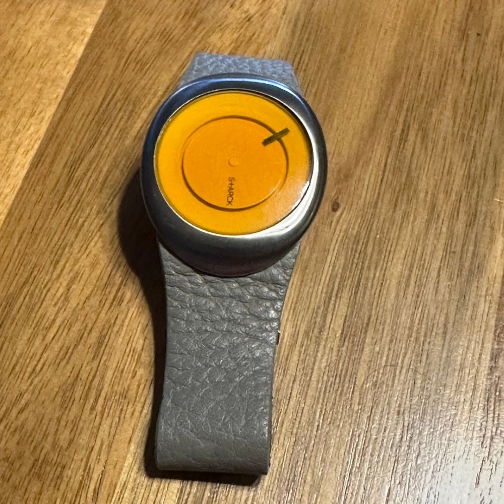 Fossil by Philippe Starck PH-6002 O-ring Watch Orange face and Leather Band